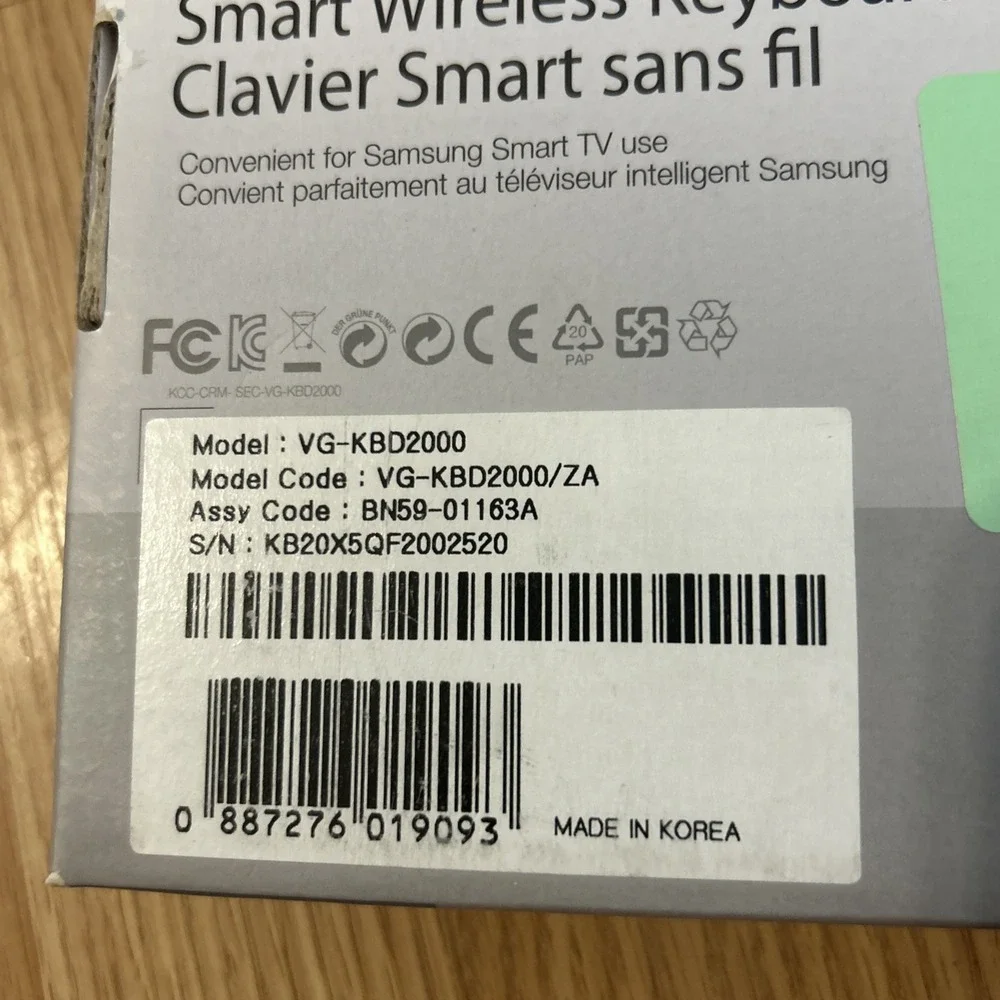 NEW Open Box Samsung Smart Wireless Keyboard VG-KBD2000 for Smart TV, Tested